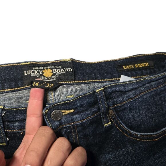 Lucky Brand Jeans Womens 14/32 Dark Wash Easy Rider Baggy Y2k Bootcut Mid Rise - Picture 5 of 15